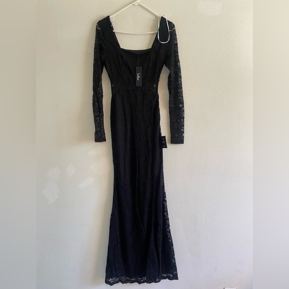 NWT Lulu’s Sensationally Poised Black Lace Long Sleeve Maxi Dress - Picture 5 of 10